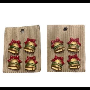 Vintage Set of 8 Christmas Bells Button Covers NEW